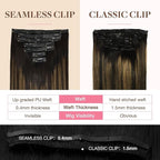 GOO GOO Clip in Hair Extensions Real Human Hair, Remy Human Hair Extensions Clip ins for Women, Natural Human Hair, 24inch 160g 7Pcs, 1B/6/1B Balayage Natural Black to Chestnut Brown
