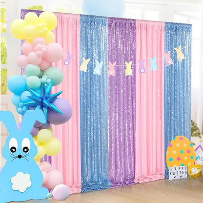 Pink Sequin Backdrop 2 Panels 2FTx8FT Birthday Party Backdrop Curtains | - Image 7