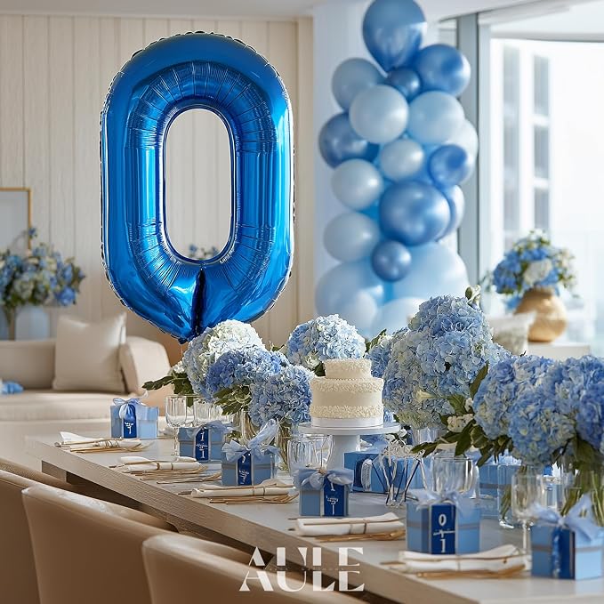 AULE 40 Inch 0 Blue Balloon Number Foil 0-9 Birthday Big Numbers | Birthday - Image 2