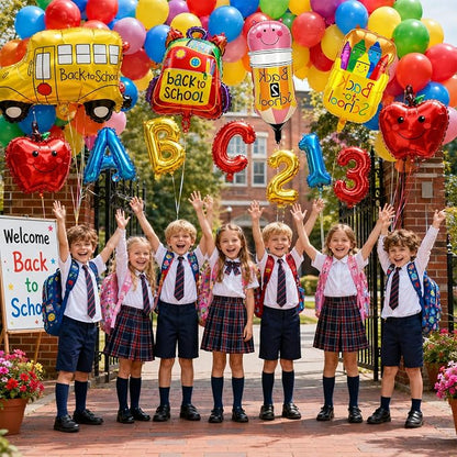 Back to School Balloons 12pcs Welcome School Bus Balloon Colorful Schoolbag - Image 5