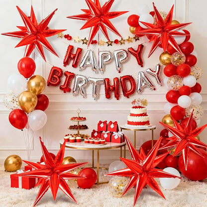 Red Star Foil Balloons Explosion 12 Point Spike Baloons Large Mylar Balloon - Image 4