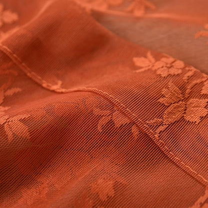 Kotile Burnt Orange Floral Sheer Curtains - Image 7