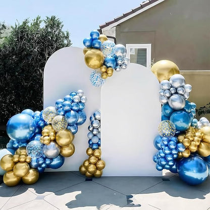 Navy Blue Gold Silver Balloons, 12 Inch Pearl Navy Blue Metallic light Blue - Image 5