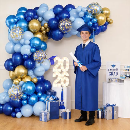 Graduation Balloon Arch Kit Blue and Gold Balloon Garland Royal Pastel Light - Image 3