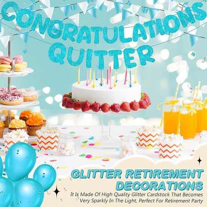 Fulmoon Pre Strung Congratulations Quitter Glitter Banner Funny Retirement - Image 4