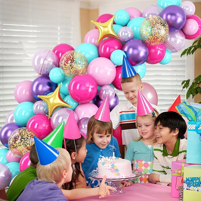 HILAVO Pink Purple Blue Balloon Arch Kit Teal Hot Pink Metallic Purple Party - Image 5