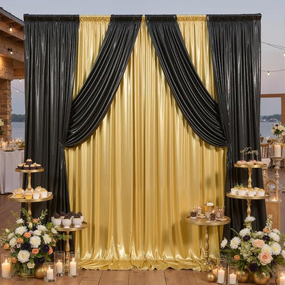 20ft x 10ft Gold Black Sequin Backdrop Curtain - Image 8