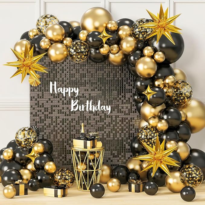 AivaToba 126PCS Black and Gold Balloon Arch Kit 2026 Party Decoration | Black by AivaToba