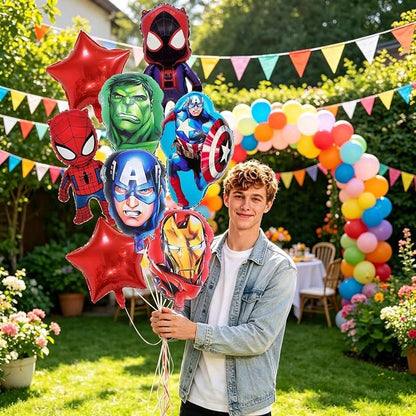 8Pcs Super Theme Hero Foil Balloons, Cute Birthday Party Supplies & Theme Party - Image 4