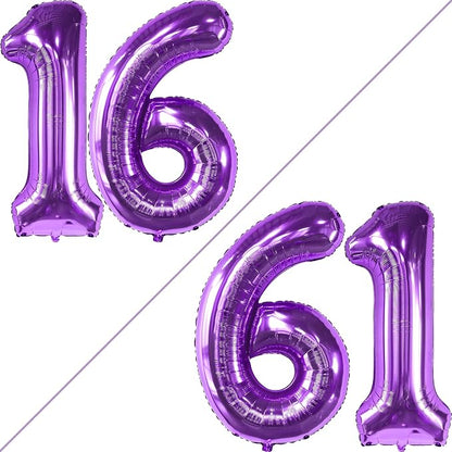 KatchOn Purple 16 Balloons Number 40 Inch | Mylar 16 Balloon Numbers Purple - Image 2