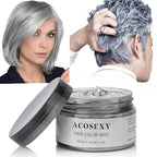 Grey Hair DyeTemporary Hair Wax,4.23oz Instant Hairstyle Mud Cream, Natural Hair Coloring Wax Material Disposable Hair Styling Clays Ash for Cosplay,Party,Masquerade, Halloween.etc (Sliver)
