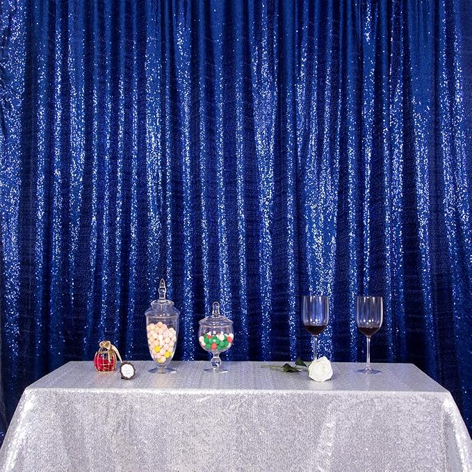 SquarePie 5x7ft Navy Blue Sequin Backdrop, High Density Non-Transparent Glitter - Image 8