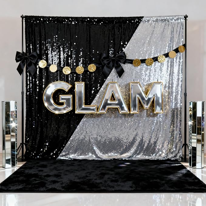 Silver Sequin Backdrop Party Decorations - Image 2