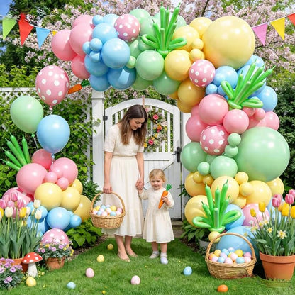 Pastel Balloon Arch Garland Kit, Macaron Pink Green Blue Yellow Latex Party - Image 2