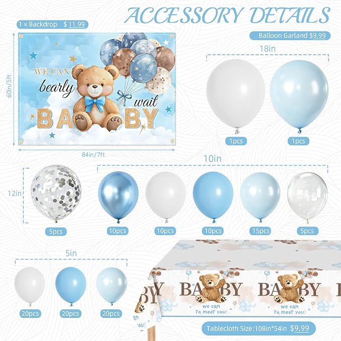 Bear Baby Shower Decorations We Can Bearly Wait Baby Shower Party Supplies - Image 2