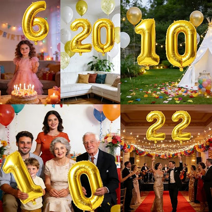 40 Inch Number 6 Balloons for 6th Birthday Party Decorations, 0-100 Gold Large - Image 7