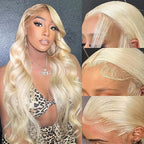 26 Inch 613 Lace Front Wigs Human Hair 200 Density 13x6 HD Transparent Lace Full & Thick Body Wave 613 Blonde Wig Glueless Pre Plucked with Baby Hair