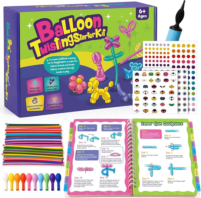 Balloon Twisting Kit with Pump for Beginners, 30 Balloon Animal Tutorials | 160 by Broytain