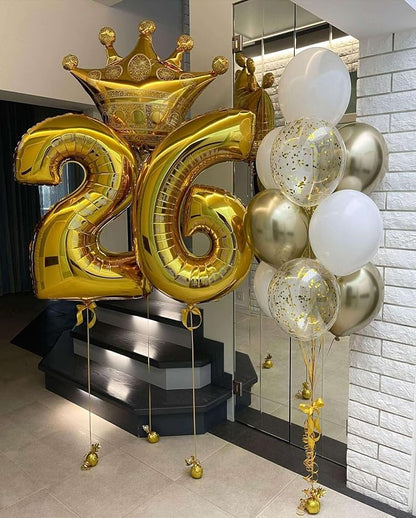 Gold 25 Number Balloons, 40 Inch Giant Number 25 Balloons Foil Mylar Helium - Image 6