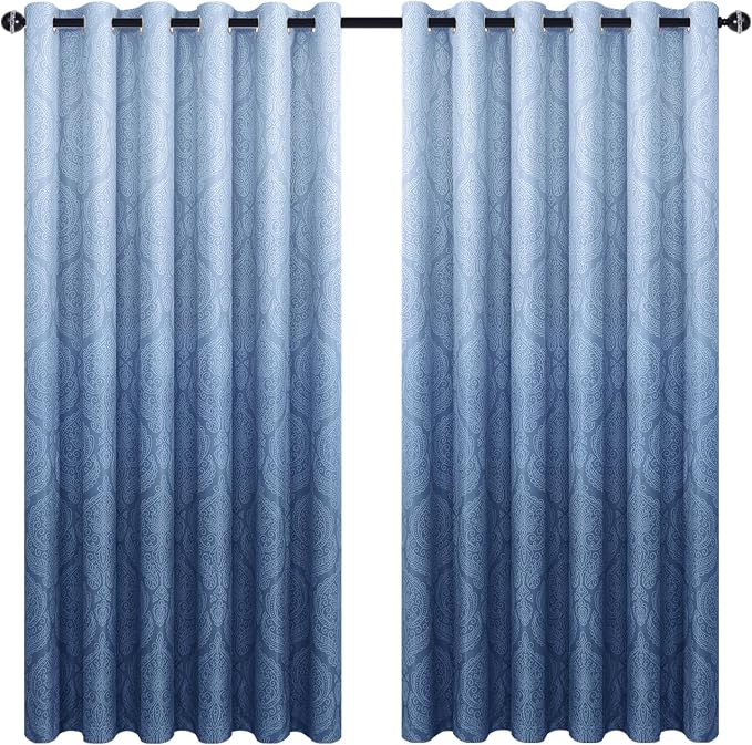 DWCN Blackout Ombre Damask Curtains - Image 7