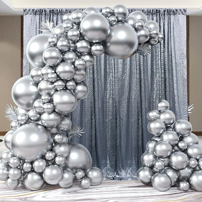 2×8FT-2PCS Black Silver Sequin Backdrop Curtains Panels, Photography Backdrop - Image 7