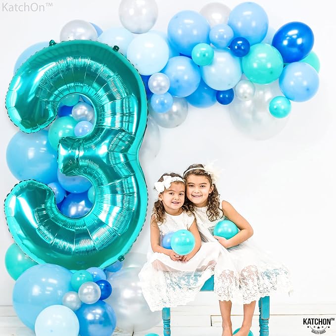 KatchOn Foil Teal Number 3 Balloon - Image 8