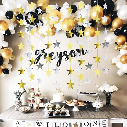 BEISHIDA Glitter Star Garland Banner Decor Gold Silver Hanging Decorations - Image 4