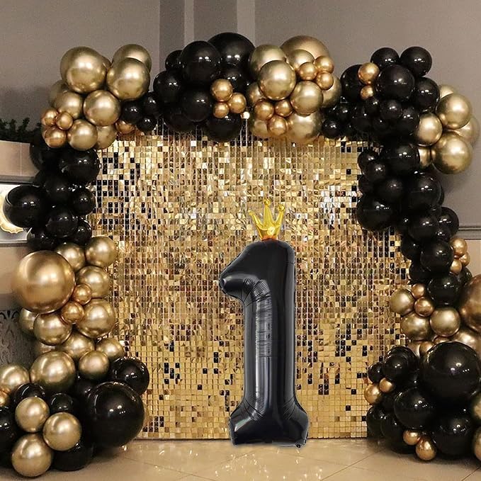 Crown Black 1 Balloon Number for Girls 1st Birthday Party, 40 Inch Large Number - Image 5