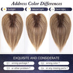 starluck Real Human Hair Toppers for Women 10 Inch Human Hair Topper no Bangs, 3 * 4.5 inches Swiss Base Suitable for ThinningHair Cover Grey Roots(Medium Brown and Honey Blonde Mix)