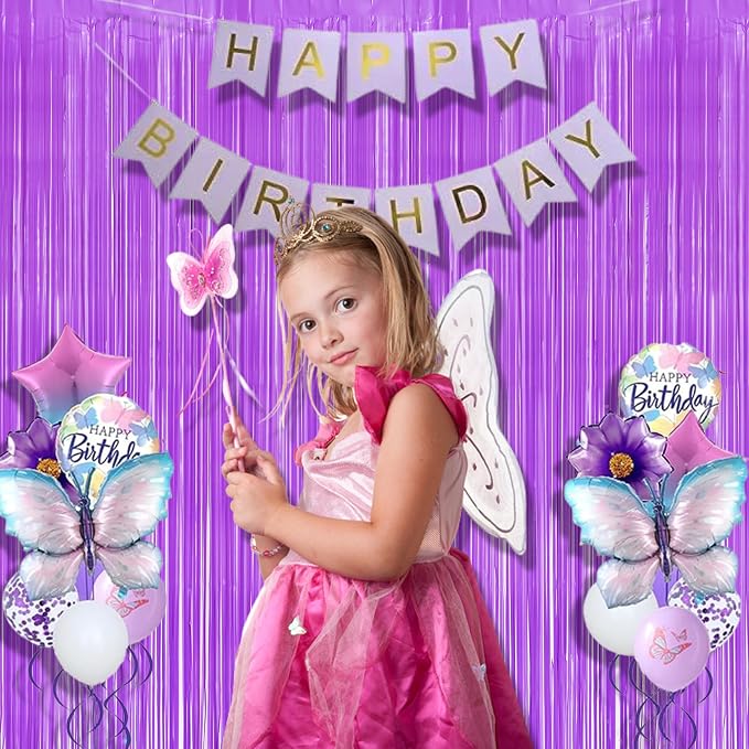 BRAVESHINE Purple Streamers Party Backdrop Pastel Fringe Curtains | 2 Pack | - Image 4