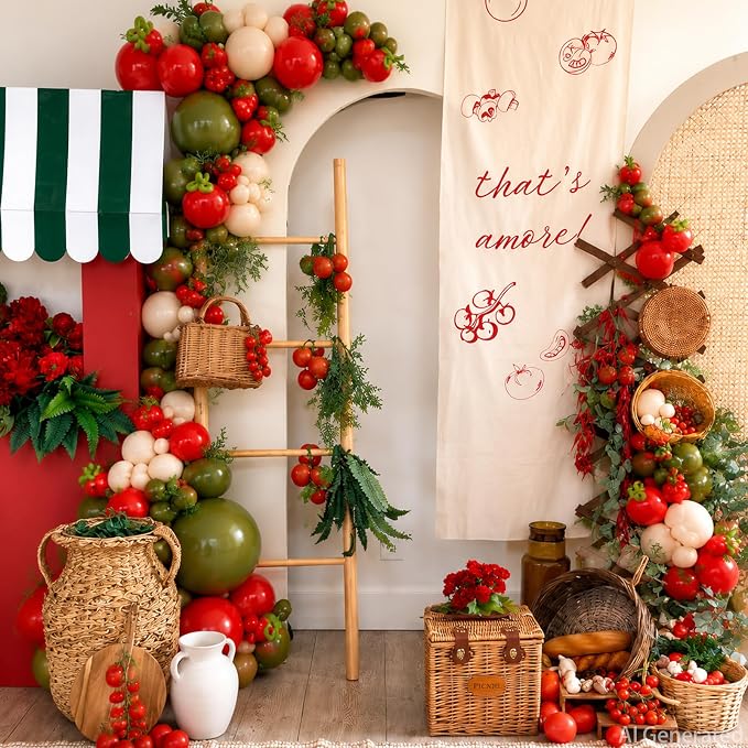 Red and Green Tomato Balloons Arch Kit - Image 2