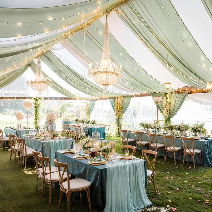 6 Panels Green Ceiling Drapes - Image 5