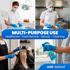 Well Before Disposable Synmax Exam Gloves, Powder-Free, Latex-Free, Blue, Large, 200pcs