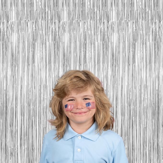 4 Pack Party Decorations, Metallic Silver Backdrop, Photo Booth Props Silver - Image 5