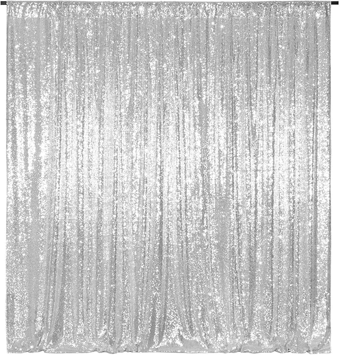 Poise3EHome Silver Backdrop, 8FT x 10FT Silver Sequin Photography Backdrop by Poise3EHome