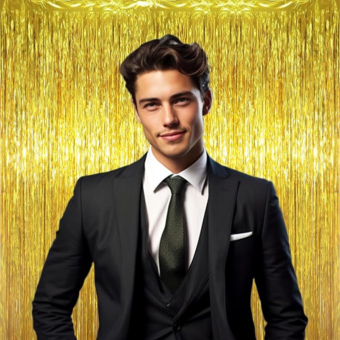 Voircoloria Gold Foil Fringe Backdrop Curtains, Birthday Party Decorations - Image 5