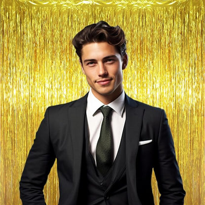 Voircoloria Gold Foil Fringe Backdrop Curtains, Birthday Party Decorations - Image 5