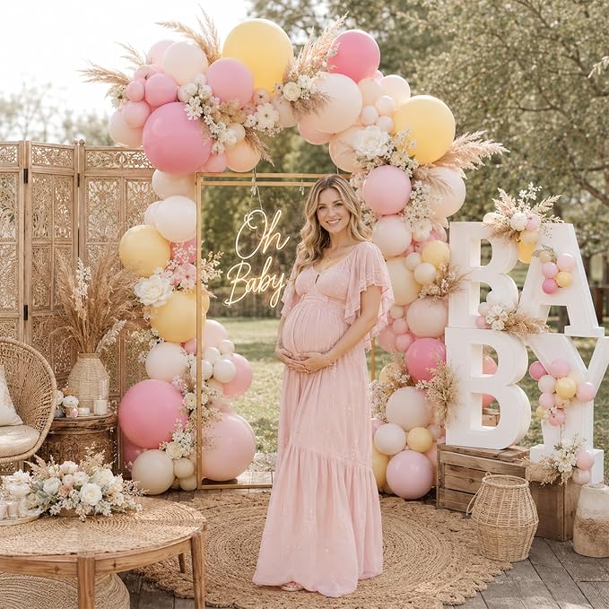 Pink and Yellow Balloons, 12 Inch Pastel Baby Light Pink Yellow Sand White - Image 6