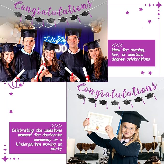 2026 Graduation Banners Party Decorations, Glitter Congratulations - Image 4