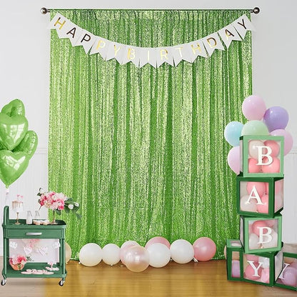 Sugargirl Apple Green Sequin Backdrop Curtain 6 Panels 2FTx8FT Glitter Apple - Image 7