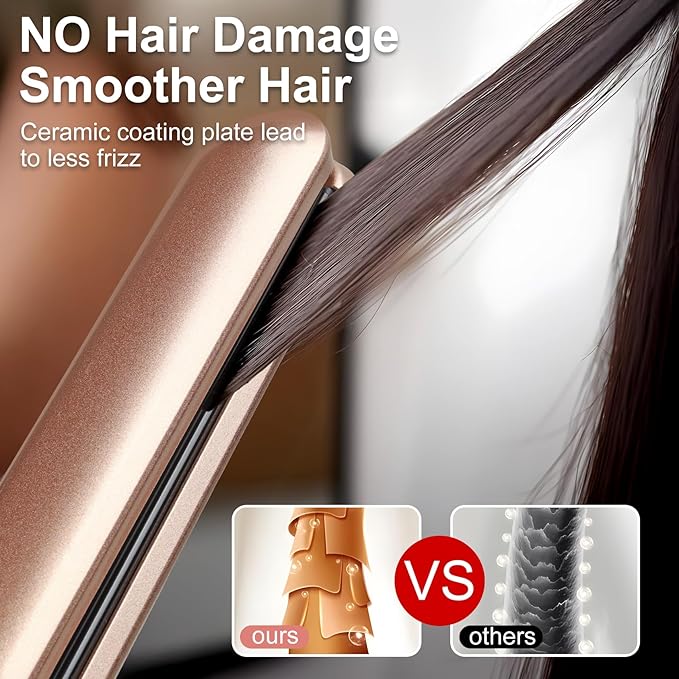 Flat Iron Hair Straightener with Floating Plates Get Shinier & Smoother Hair, 14 Adjustable Temp, Dual Voltage Digital Display 200℉-460℉