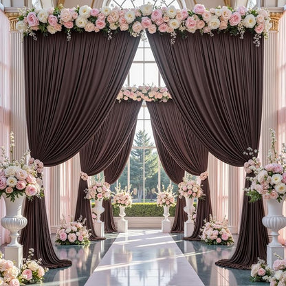 50×14 ft Wrinkle Free Brown Backdrop Curtain - Image 3