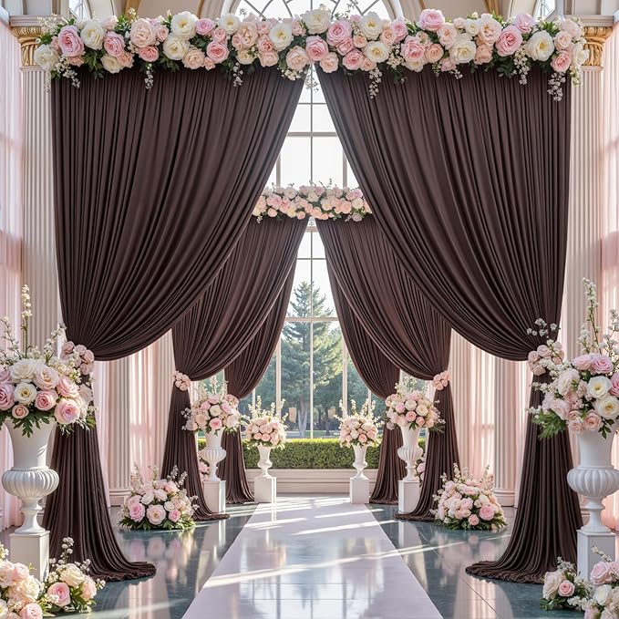 10×12ft Wrinkle Free Brown Backdrop Curtain - Image 3