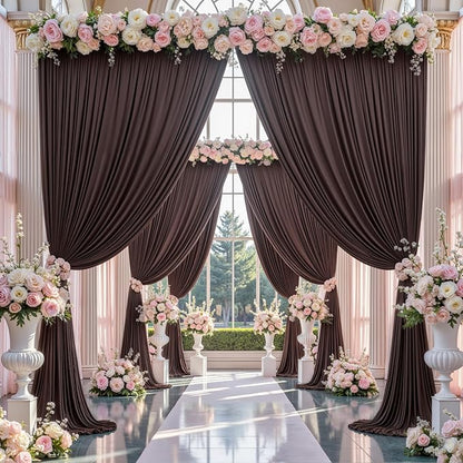 10×12ft Wrinkle Free Brown Backdrop Curtain - Image 3