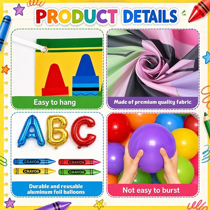 112PCS Crayon Balloon Garland Arch Kit Crayon Box Backdrop - Image 3