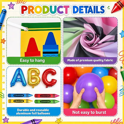 112PCS Crayon Balloon Garland Arch Kit Crayon Box Backdrop - Image 3