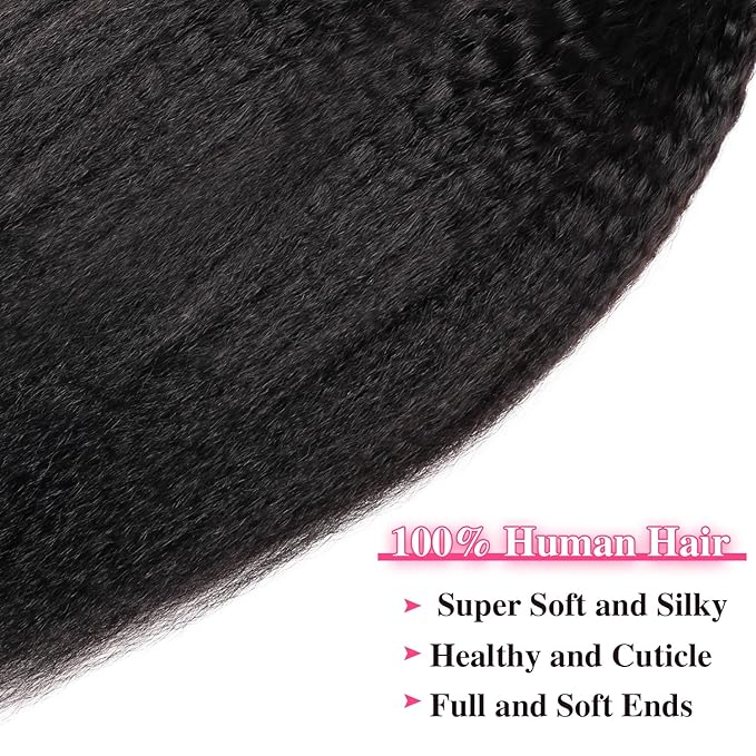 Seamless Kinky Straight Clip In Hair Extensions Invisible PU Weft Kinky Straight Clip Ins Human Hair Extensions 8pcs with 18Clips Per Set 120g(22inch,Natural Black)