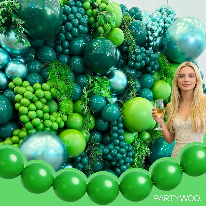 PartyWoo Green Linking Balloons 100pcs 6 Inch Green Link Balloons | - Image 8