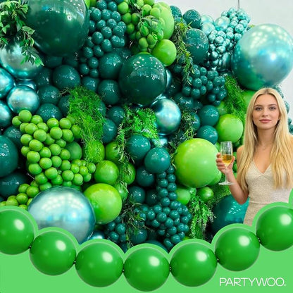 PartyWoo Green Linking Balloons 100pcs 6 Inch Green Link Balloons | - Image 8