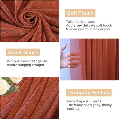 Wedding Arch Draping Fabric Backdrop Drapes 2 Panels, Terracotta | 28.7"x20FT - Image 2